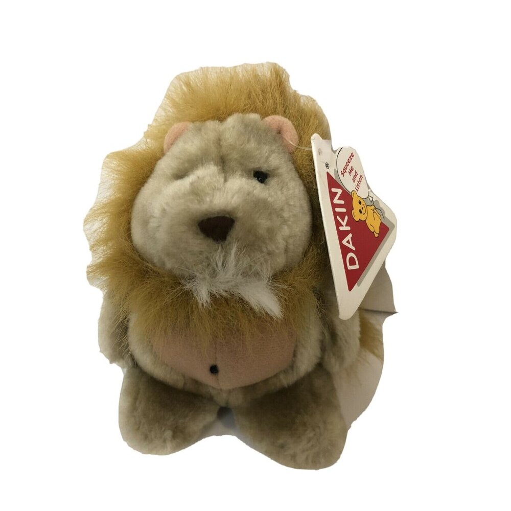 Dakin Zoo Noise Lion Plush Stuffed Animal Toy Beige & Brown Faux Fur